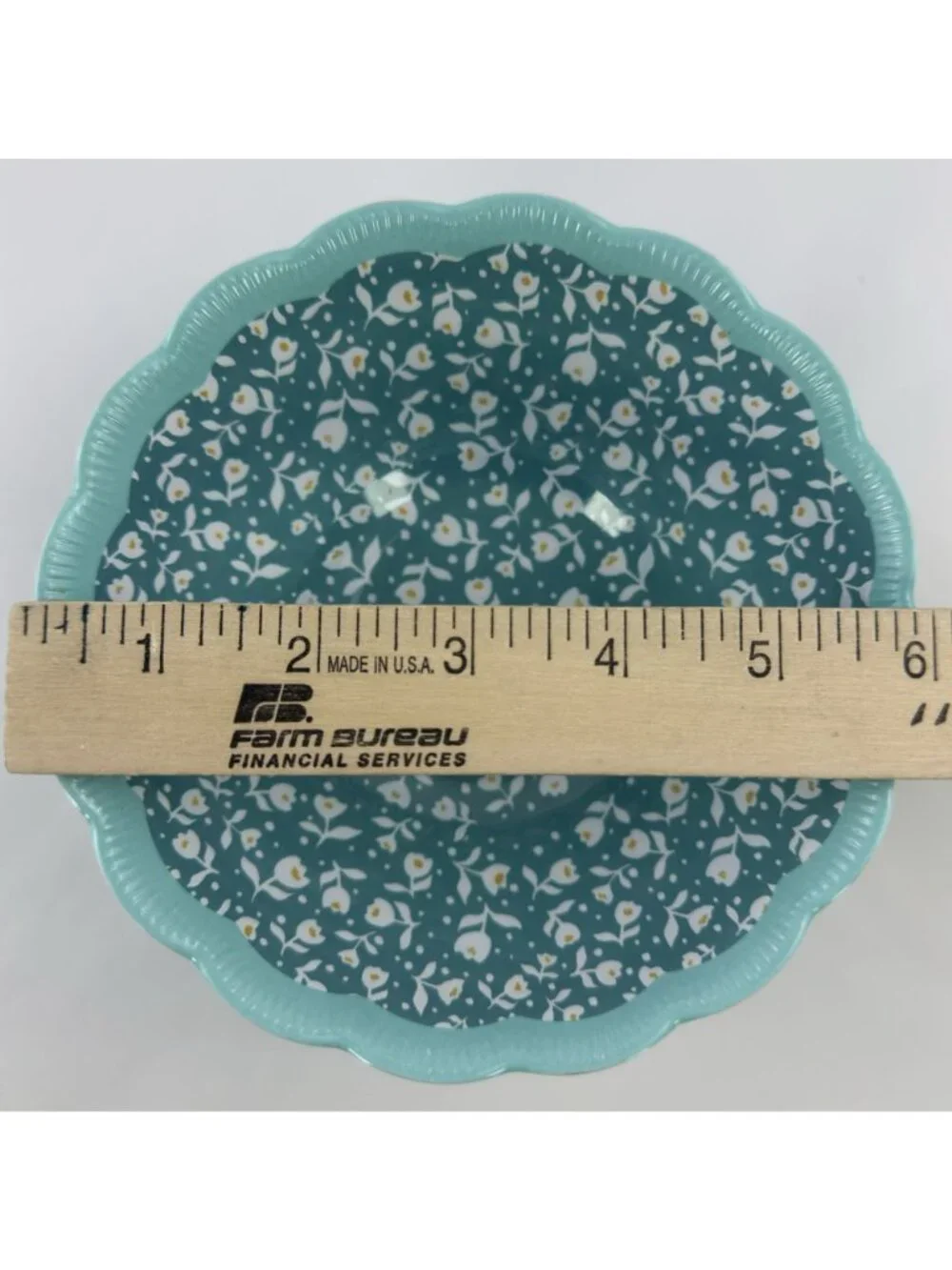The Pioneer Woman Melamine Bowls Set of 4 Floral Teal Scalloped 6.5